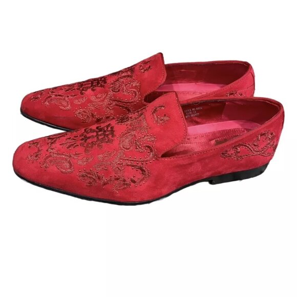 Red Luxury Men\'s Velvet Shoes Slip on Loafer Tuxedo Dress Shoes Size 13 main image 5